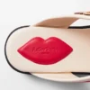 Text-Print Leather Sandals
