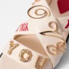 Text-Print Leather Sandals