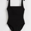Textured Bow Tie Swimsuit