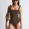 Textured Bow Tie Swimsuit