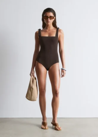 Textured Bow Tie Swimsuit