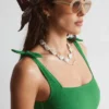 Textured Bow Tie Swimsuit