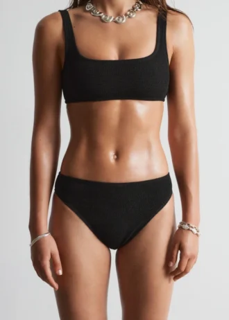 Textured High-Waist Bikini Briefs