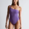 Textured One-Shoulder Swimsuit