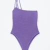 Textured One-Shoulder Swimsuit