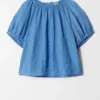 Textured Short-Sleeve Blouse