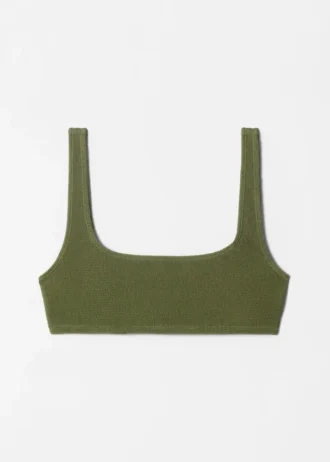 Textured Square-Neck Bikini Top