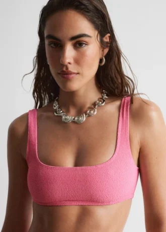 Textured Square-Neck Bikini Top