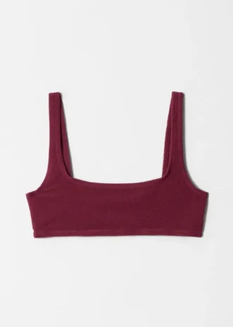 Textured Square-Neck Bikini Top