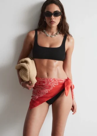 Textured Square-Neck Bikini Top