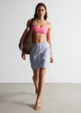 Textured Square-Neck Bikini Top