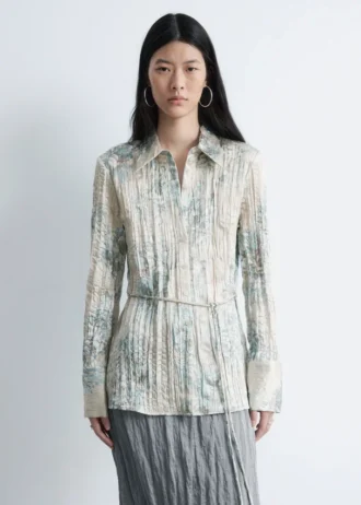 Tie-Belt Crêpe Shirt
