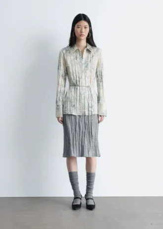 Tie-Belt Crêpe Shirt