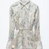 Tie-Belt Crêpe Shirt