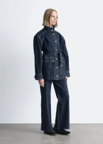 Tie-Belt Denim Jacket