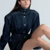 Tie-Belt Denim Jacket