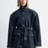 Tie-Belt Denim Jacket