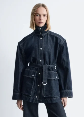 Tie-Belt Denim Jacket