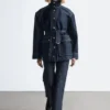 Tie-Belt Denim Jacket