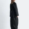 Tie-Belt Leather Coat
