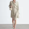 Tie-Belt Mini Shirt Dress