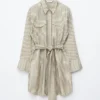 Tie-Belt Mini Shirt Dress