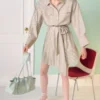 Tie-Belt Mini Shirt Dress