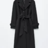 Tie-Belt Wool Coat