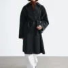 Tie-Belt Wool Trench Coat