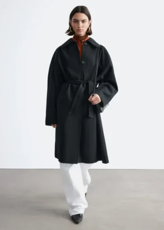Tie-Belt Wool Trench Coat