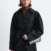 Tie-Belt Wool Trench Coat