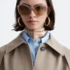 Tie-Belt Wool Trench Coat