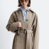 Tie-Belt Wool Trench Coat