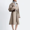 Tie-Belt Wool Trench Coat