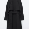 Tie-Belt Wool Trench Coat