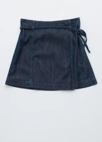 Tie-Detail Denim Mini Skirt