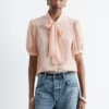 Tie-Neck Silk Blouse