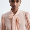 Tie-Neck Silk Blouse
