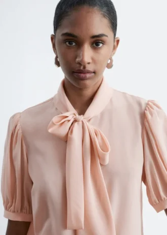 Tie-Neck Silk Blouse