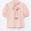 Tie-Neck Silk Blouse
