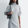 Turtleneck Jersey Mini Dress