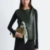 Twist-Shoulder Leather Top