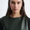 Twist-Shoulder Leather Top