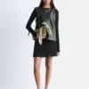 Twist-Shoulder Leather Top