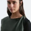 Twist-Shoulder Leather Top
