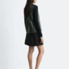 Twist-Shoulder Leather Top