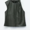 Twist-Shoulder Leather Top