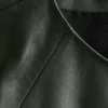 Twist-Shoulder Leather Top