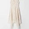 V-Neck Lace Midi Dress