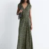 V-Neck Silk Maxi Dress